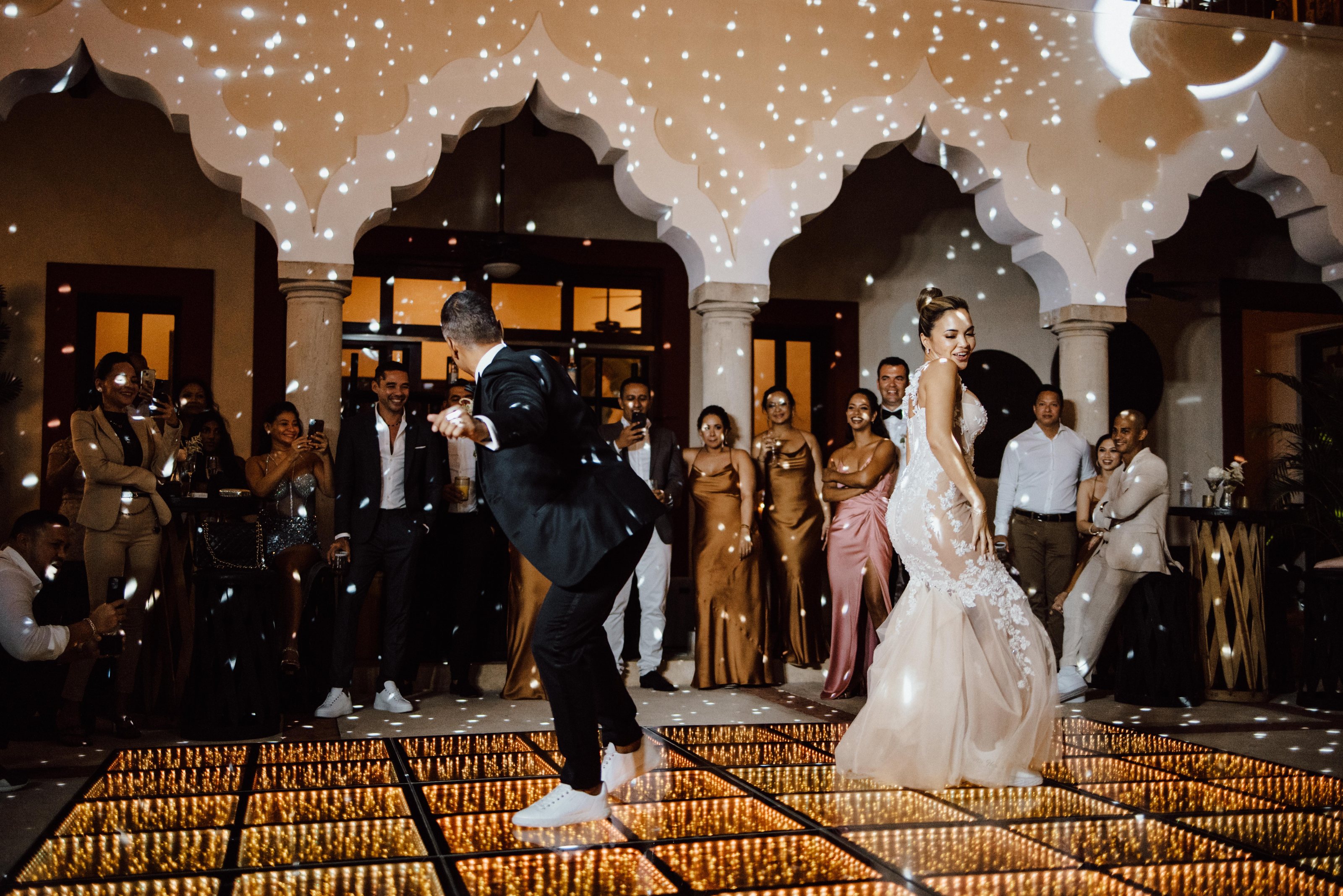 Wedding celebration at the private beachfront haciendas on Fatima Bay, Puerto Aventuras